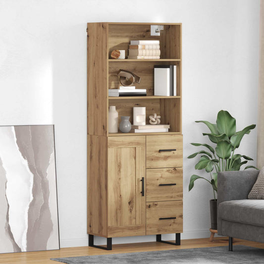 vidaXL Highboard με συρτάρι 2 pcs Artisan Oak Επεξεργασμένο ξύλο