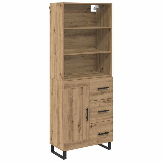 vidaXL Highboard με συρτάρι 2 pcs Artisan Oak Επεξεργασμένο ξύλο