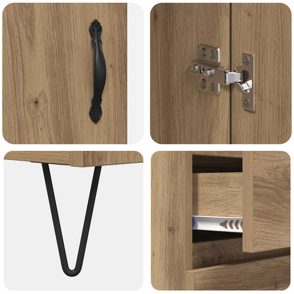 vidaXL Highboard 2 pcs Artisan Oak Μηχανική ξυλεία και γυαλί