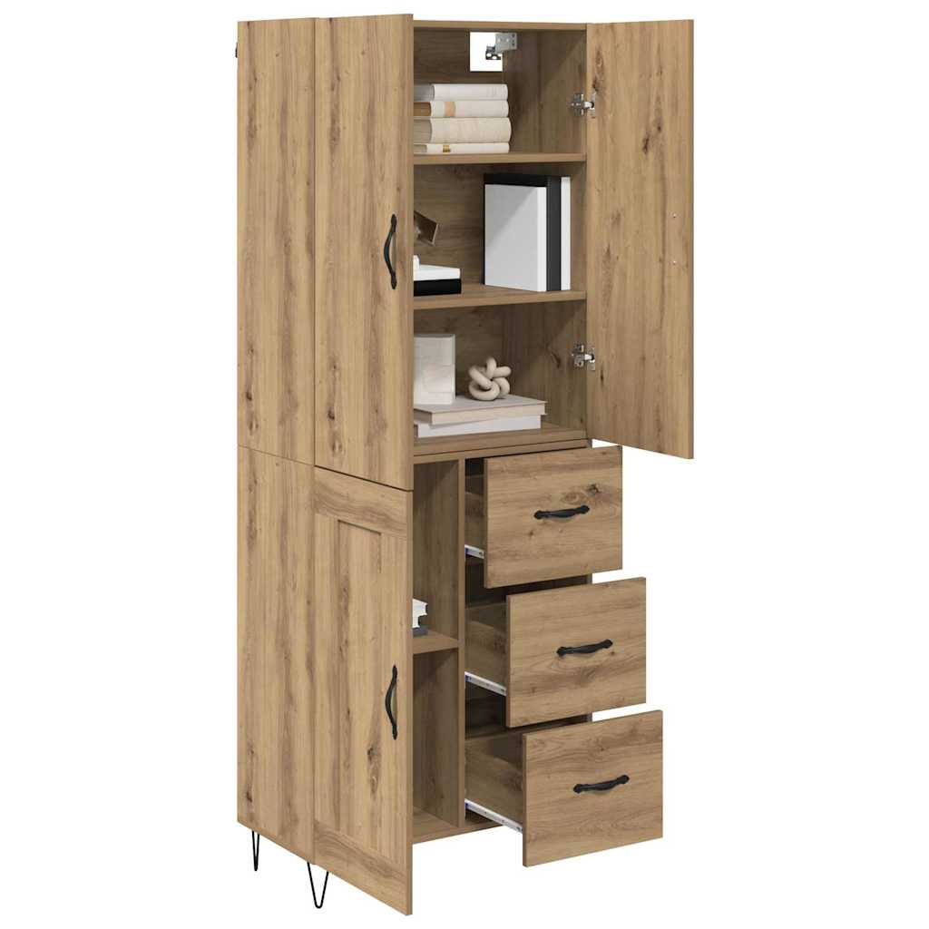 vidaXL Highboard 2 pcs Artisan Oak Μηχανική ξυλεία και γυαλί