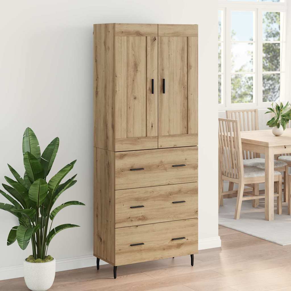 vidaXL Highboard με συρτάρι 2 pcs Artisan Oak Σύνθετο Ξύλο και Γυαλί