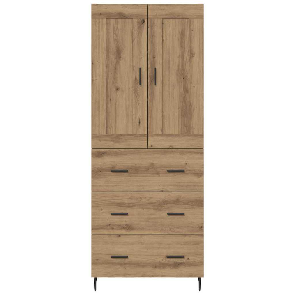 vidaXL Highboard με συρτάρι 2 pcs Artisan Oak Σύνθετο Ξύλο και Γυαλί