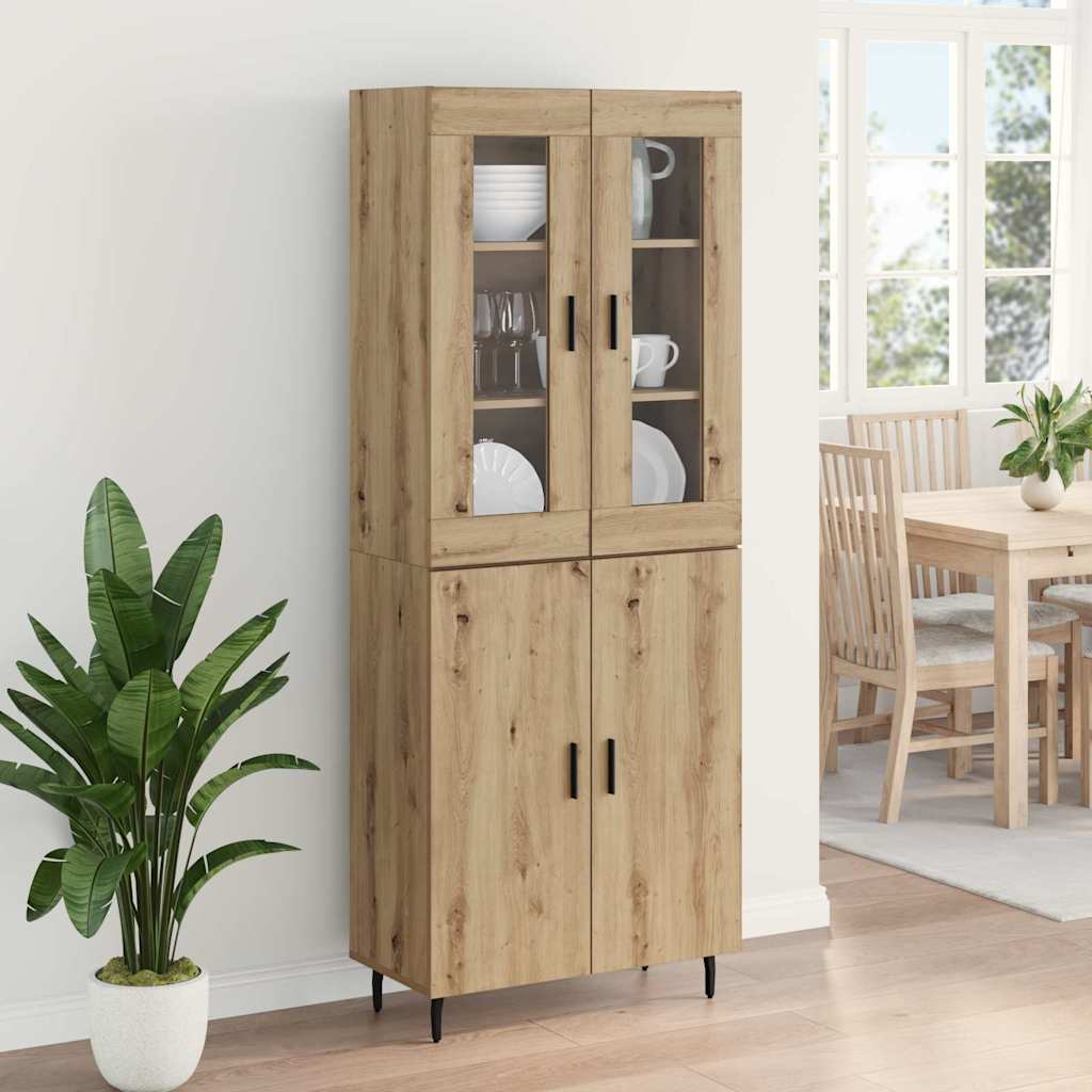 vidaXL Highboard 2 pcs Artisan Oak Σύνθετο Ξύλο και Γυαλί