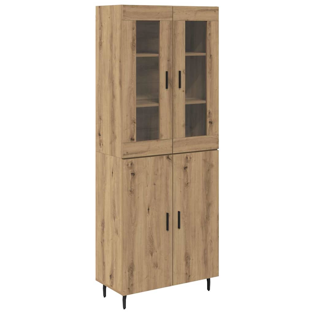 vidaXL Highboard 2 pcs Artisan Oak Σύνθετο Ξύλο και Γυαλί