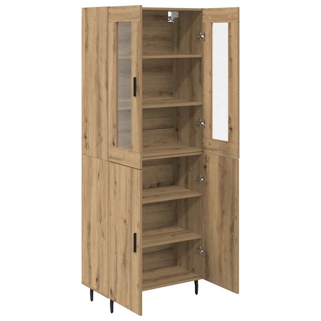 vidaXL Highboard 2 pcs Artisan Oak Σύνθετο Ξύλο και Γυαλί