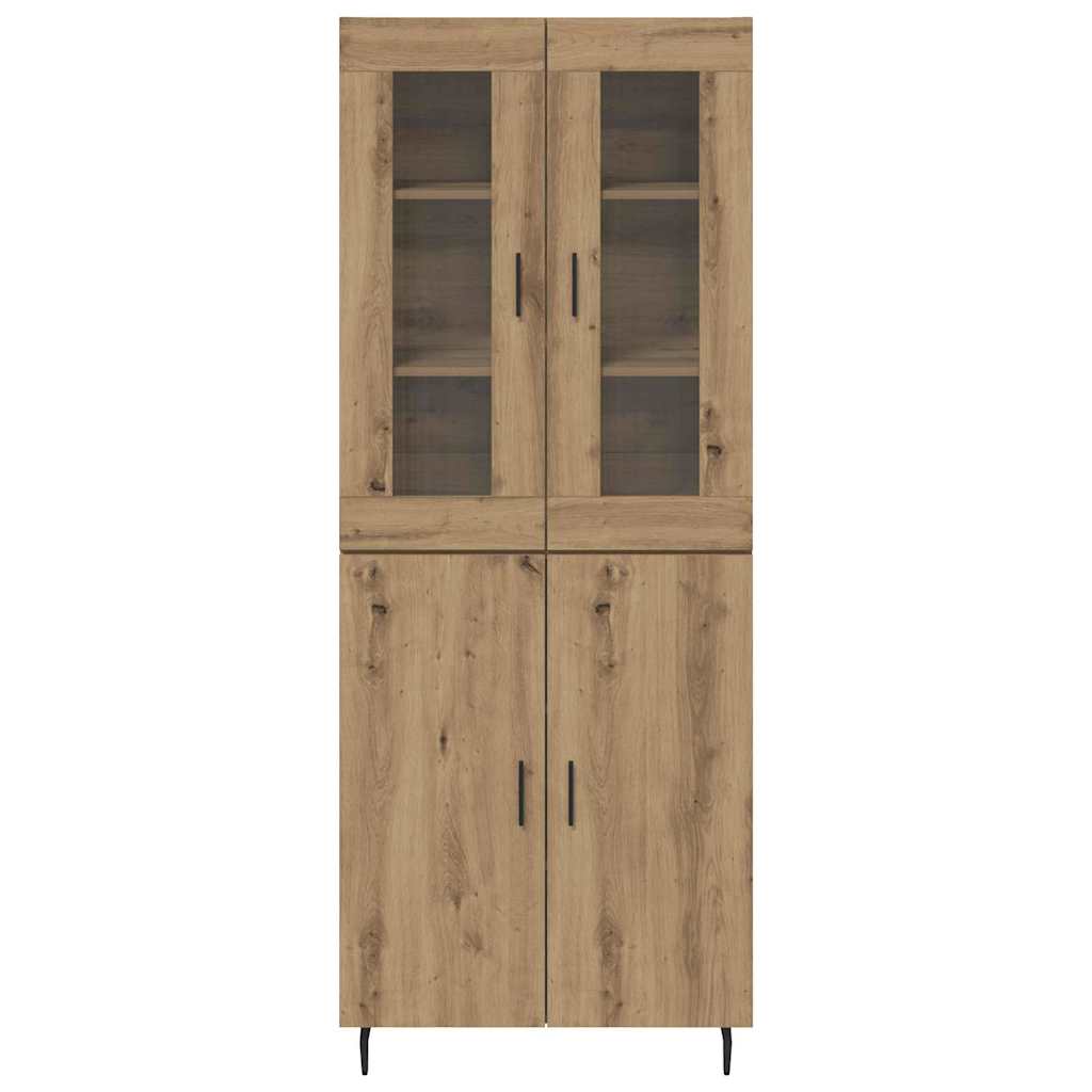 vidaXL Highboard 2 pcs Artisan Oak Σύνθετο Ξύλο και Γυαλί