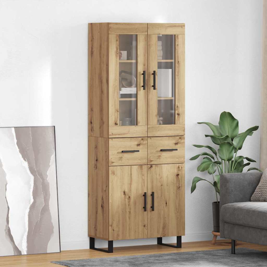 vidaXL Highboard με συρτάρι 2 pcs Artisan Oak Σύνθετο Ξύλο και Γυαλί