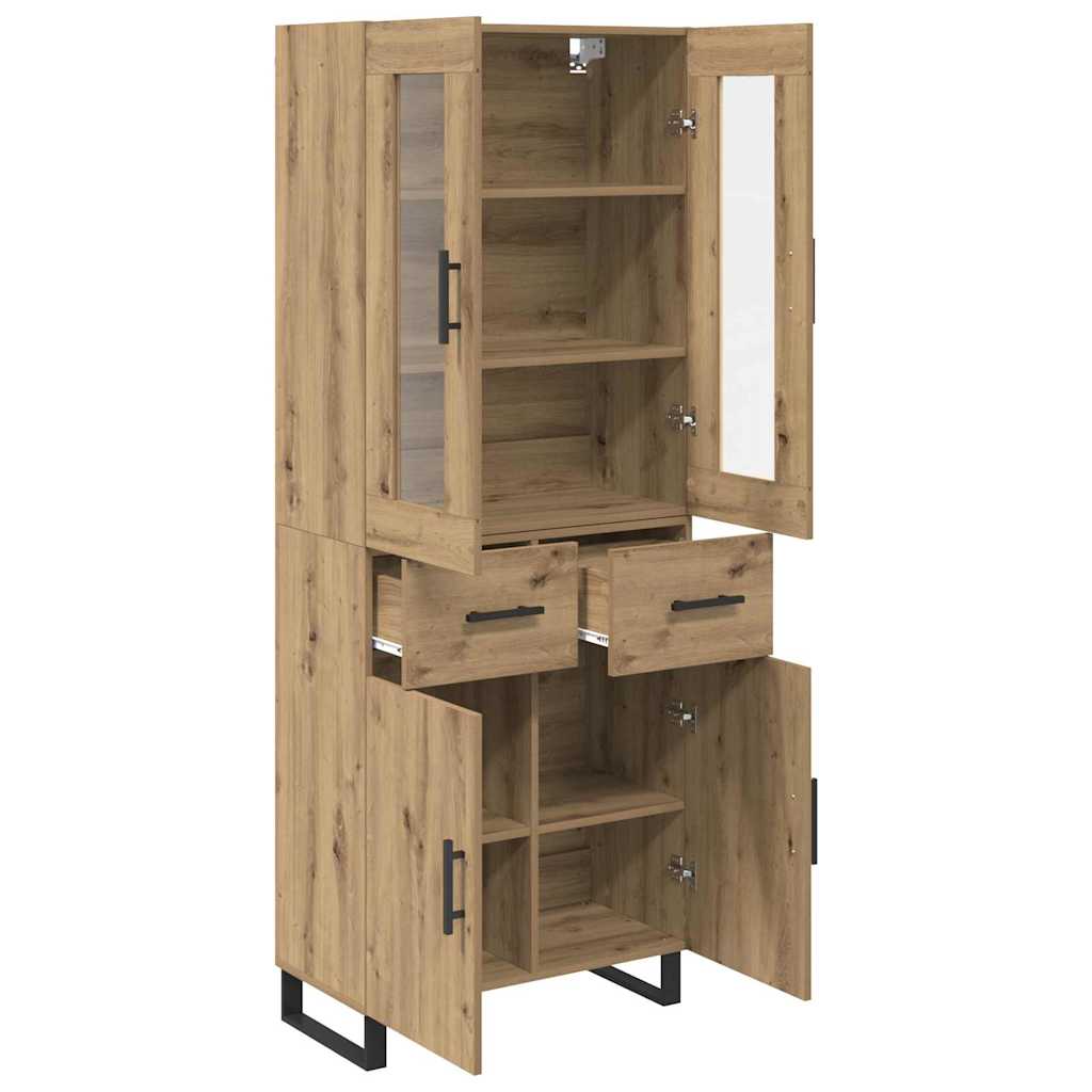 vidaXL Highboard με συρτάρι 2 pcs Artisan Oak Σύνθετο Ξύλο και Γυαλί