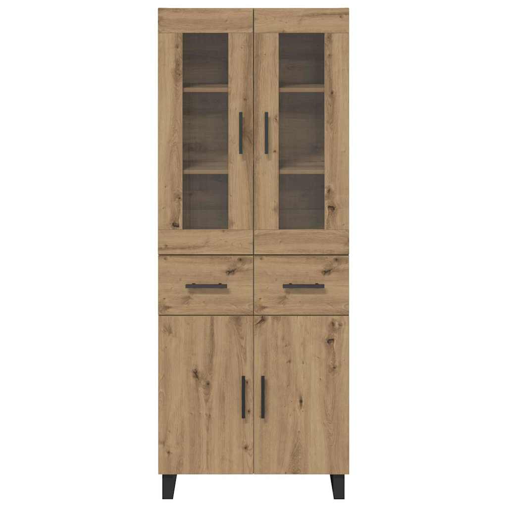 vidaXL Highboard με συρτάρι 2 pcs Artisan Oak Σύνθετο Ξύλο και Γυαλί