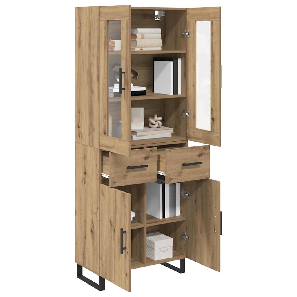 vidaXL Highboard με συρτάρι 2 pcs Artisan Oak Σύνθετο Ξύλο και Γυαλί