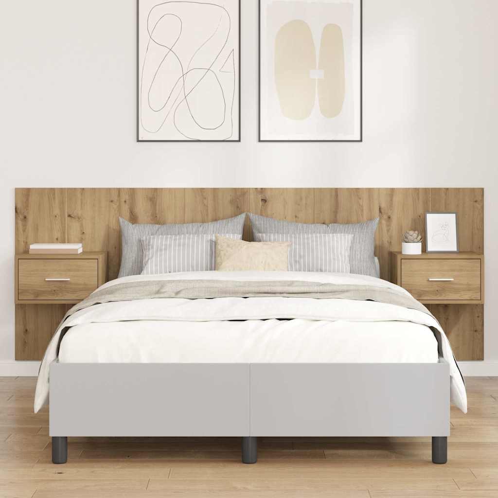 vidaXL Κεφαλή κρεβατιού με κομοδίνο με συρτάρι 3 pcs Artisan Oak