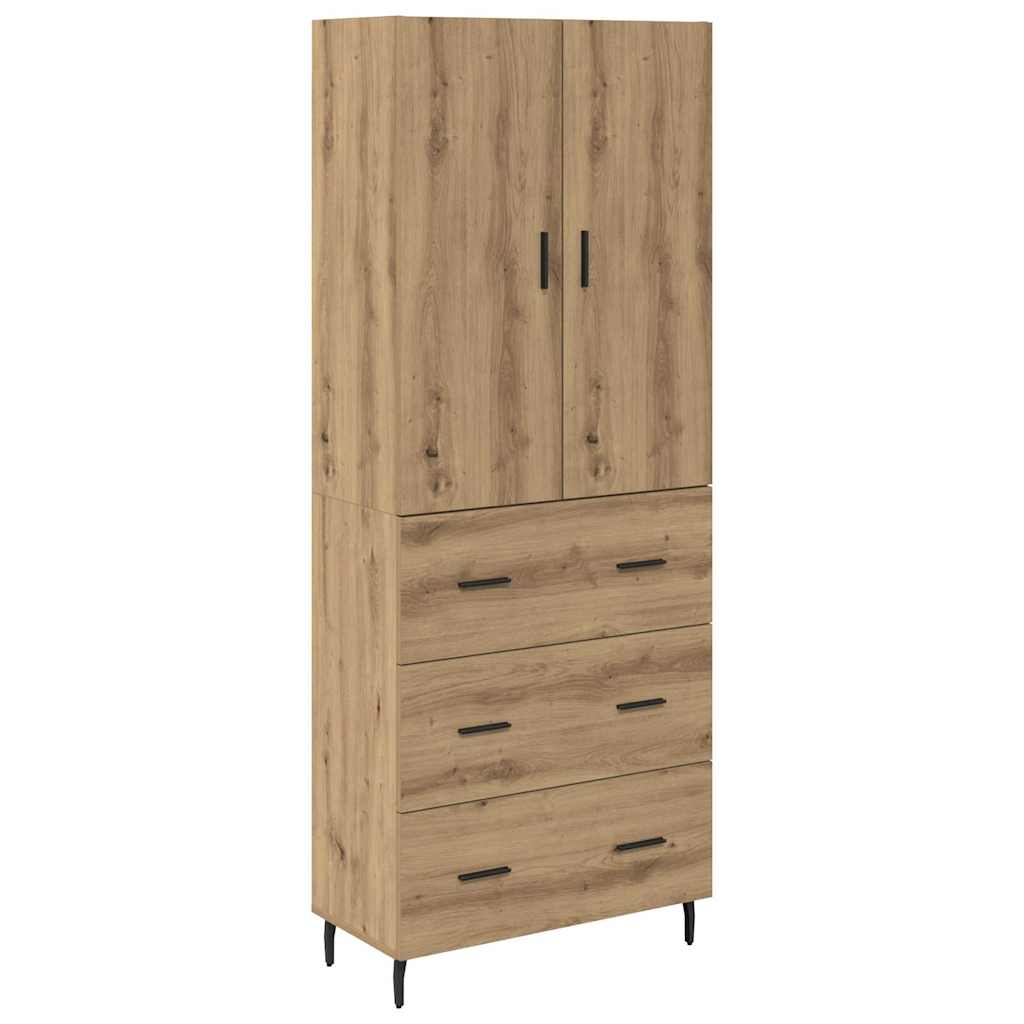 vidaXL Highboard με συρτάρι 2 pcs Artisan Oak Σύνθετο Ξύλο και Γυαλί