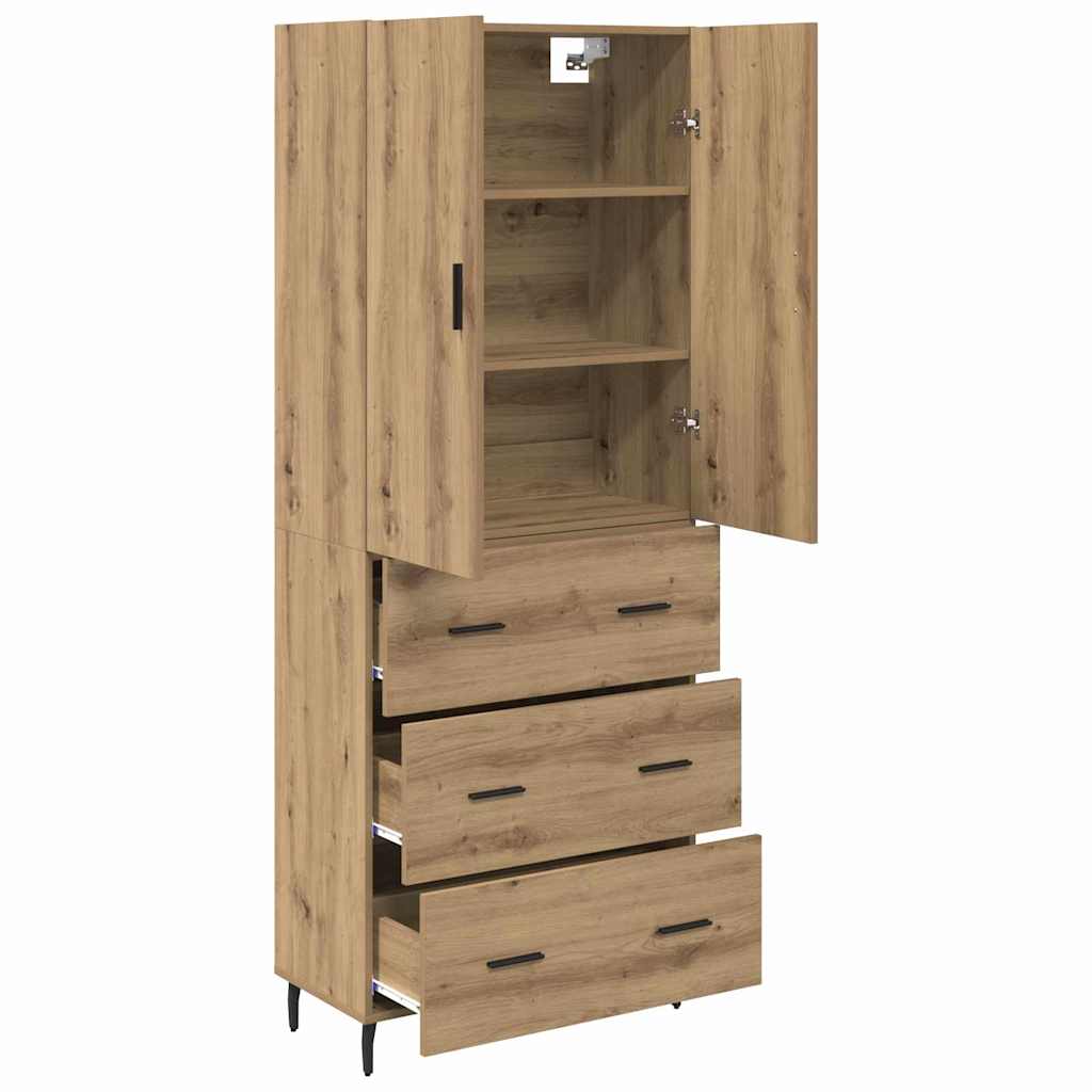 vidaXL Highboard με συρτάρι 2 pcs Artisan Oak Σύνθετο Ξύλο και Γυαλί