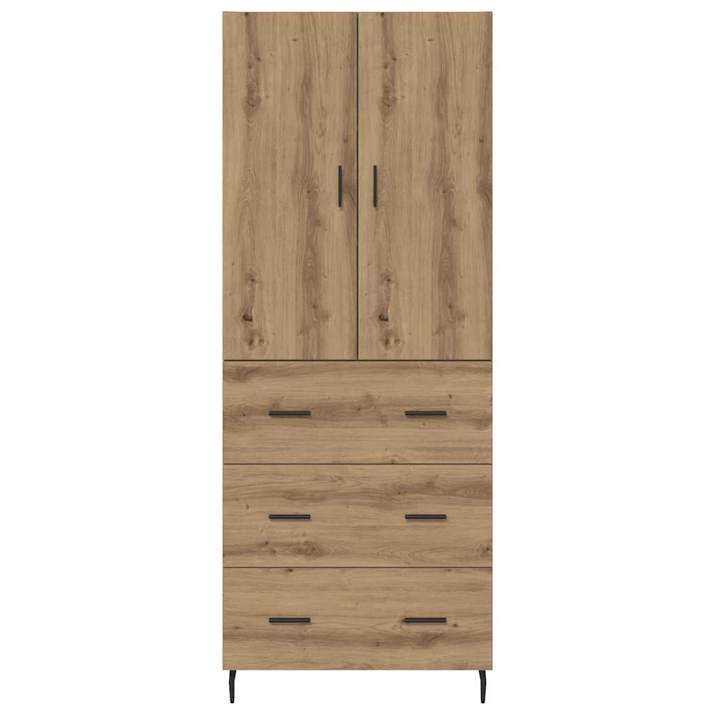 vidaXL Highboard με συρτάρι 2 pcs Artisan Oak Σύνθετο Ξύλο και Γυαλί
