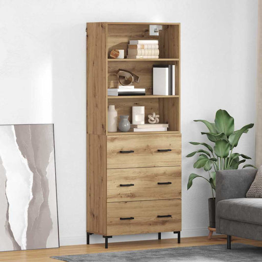 vidaXL Highboard Artisan Oak 69,5 x 34 x 180 εκ. Επεξεργασμένο ξύλο