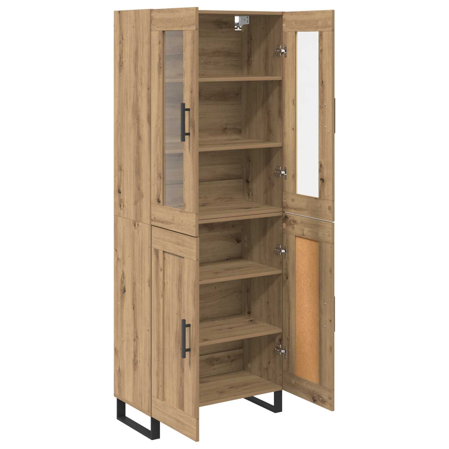 vidaXL Highboard 2 pcs Artisan Oak Σύνθετο Ξύλο και Γυαλί