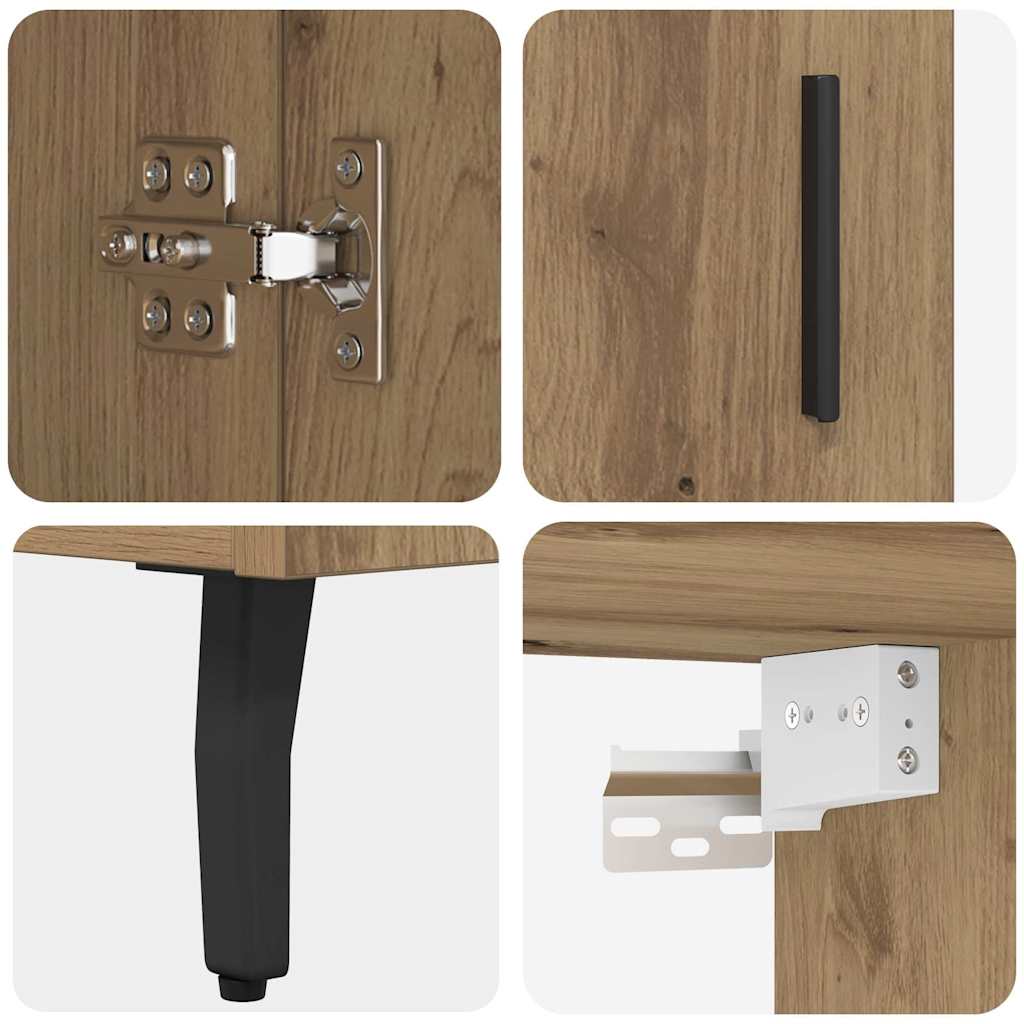 vidaXL Highboard 2 pcs Artisan Oak Σύνθετο Ξύλο και Γυαλί