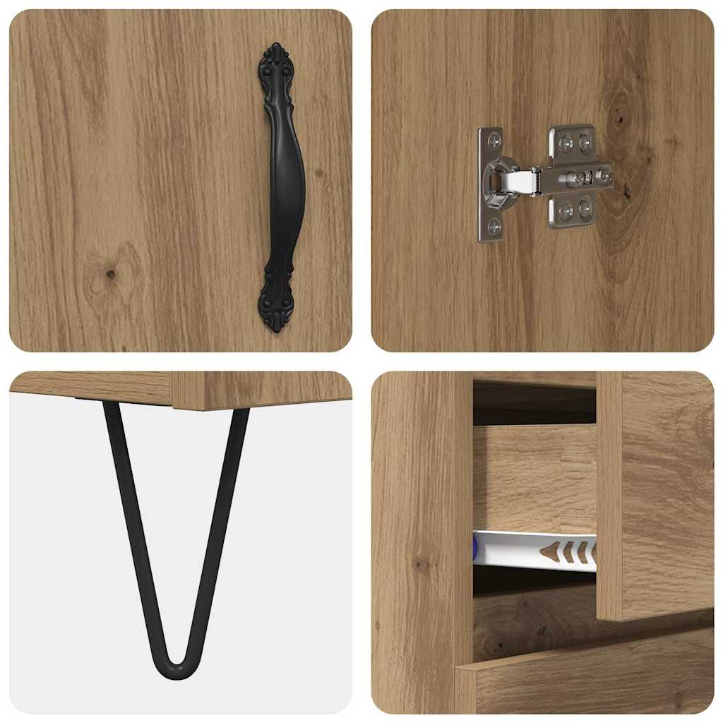 vidaXL Highboard με συρτάρι 2 pcs Artisan Oak Επεξεργασμένο ξύλο