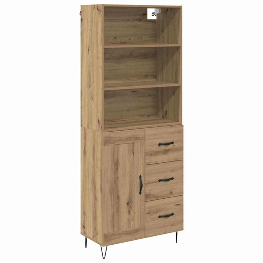 vidaXL Highboard με συρτάρι 2 pcs Artisan Oak Επεξεργασμένο ξύλο