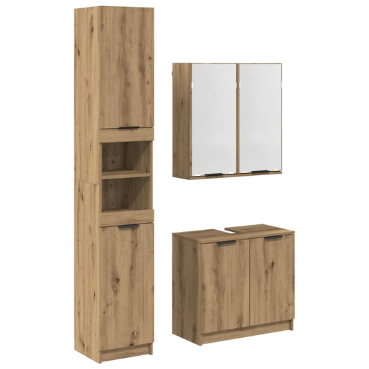 vidaXL Σετ Ντουλαπιών Μπάνιου 3 τεμ. Artisan Oak Επεξεργασμένο Ξύλο