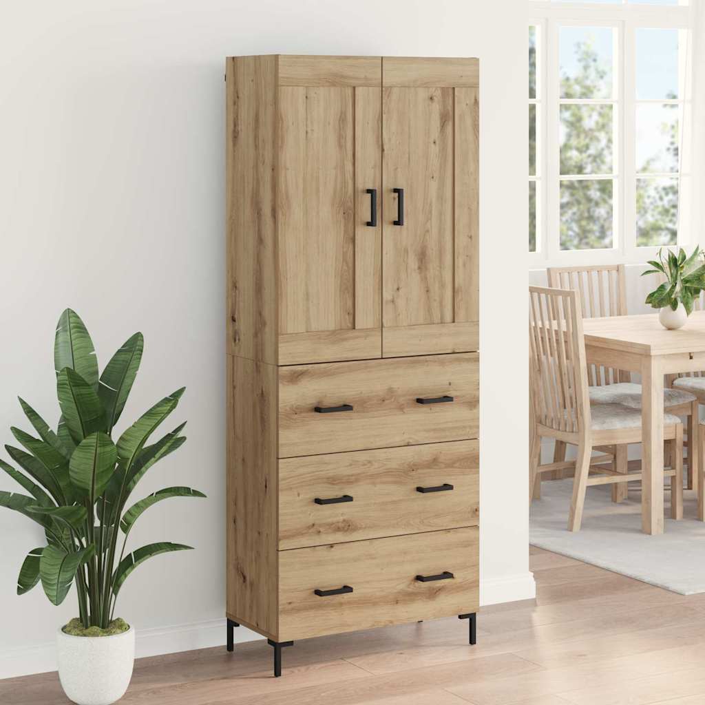 vidaXL Highboard με συρτάρι 2 pcs Artisan Oak Επεξεργασμένο ξύλο