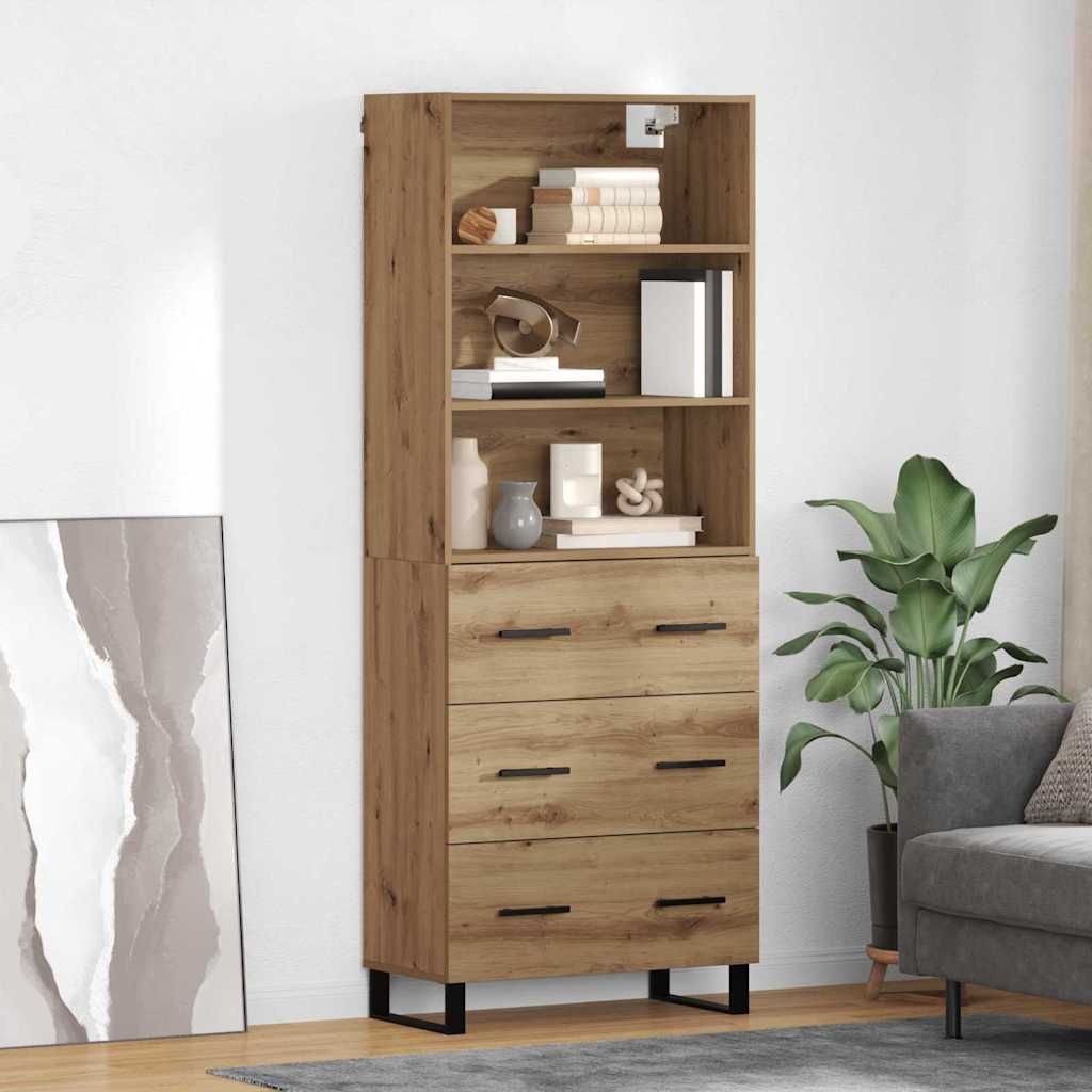 vidaXL Highboard Artisan Oak 69,5 x 34 x 180 εκ. Επεξεργασμένο ξύλο