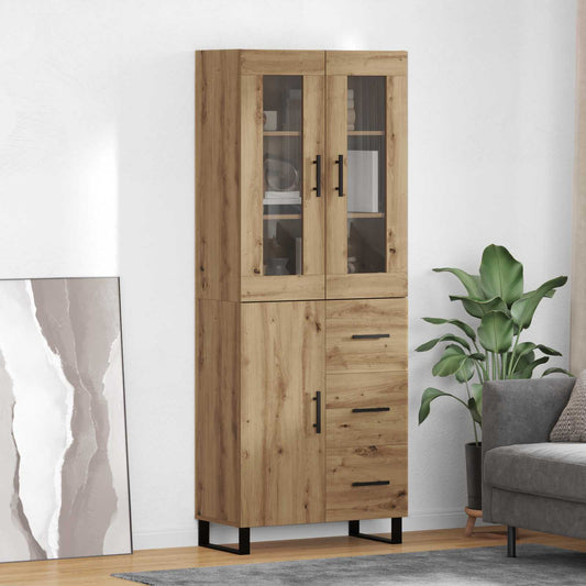 vidaXL Highboard με συρτάρι 2 pcs Artisan Oak Σύνθετο Ξύλο και Γυαλί
