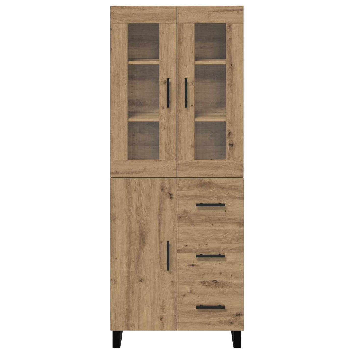 vidaXL Highboard με συρτάρι 2 pcs Artisan Oak Σύνθετο Ξύλο και Γυαλί