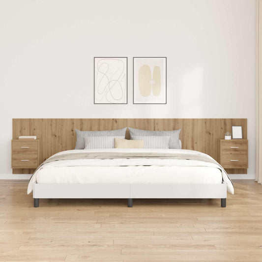 vidaXL Κεφαλή κρεβατιού με κομοδίνο με συρτάρι 3 pcs Artisan Oak