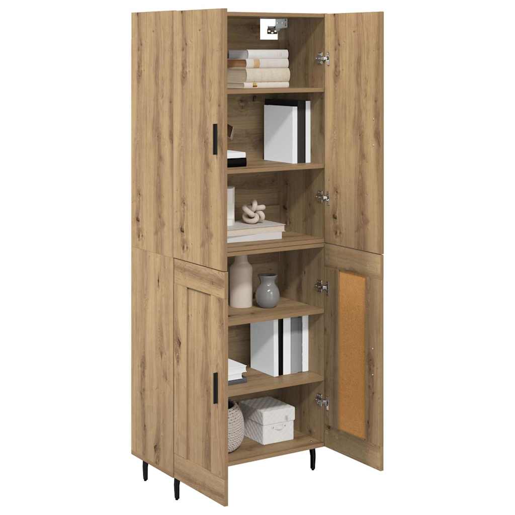 vidaXL Highboard 2 pcs Artisan Oak Σύνθετο Ξύλο και Γυαλί