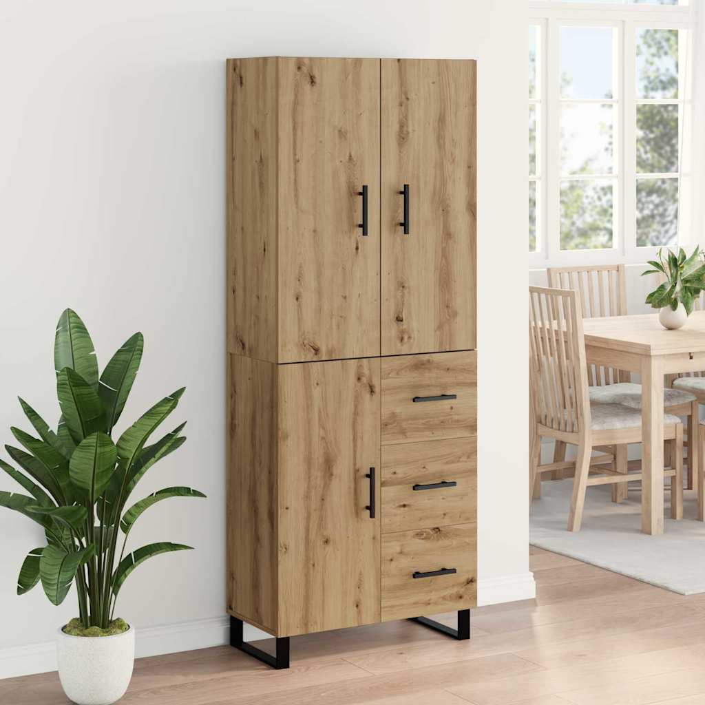 vidaXL Highboard με συρτάρι 2 pcs Artisan Oak Σύνθετο Ξύλο και Γυαλί
