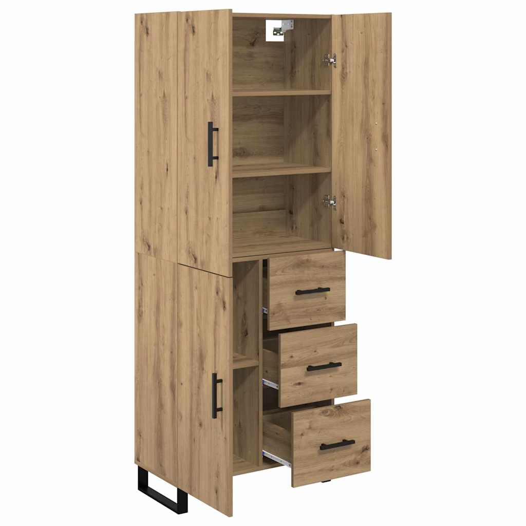 vidaXL Highboard με συρτάρι 2 pcs Artisan Oak Σύνθετο Ξύλο και Γυαλί