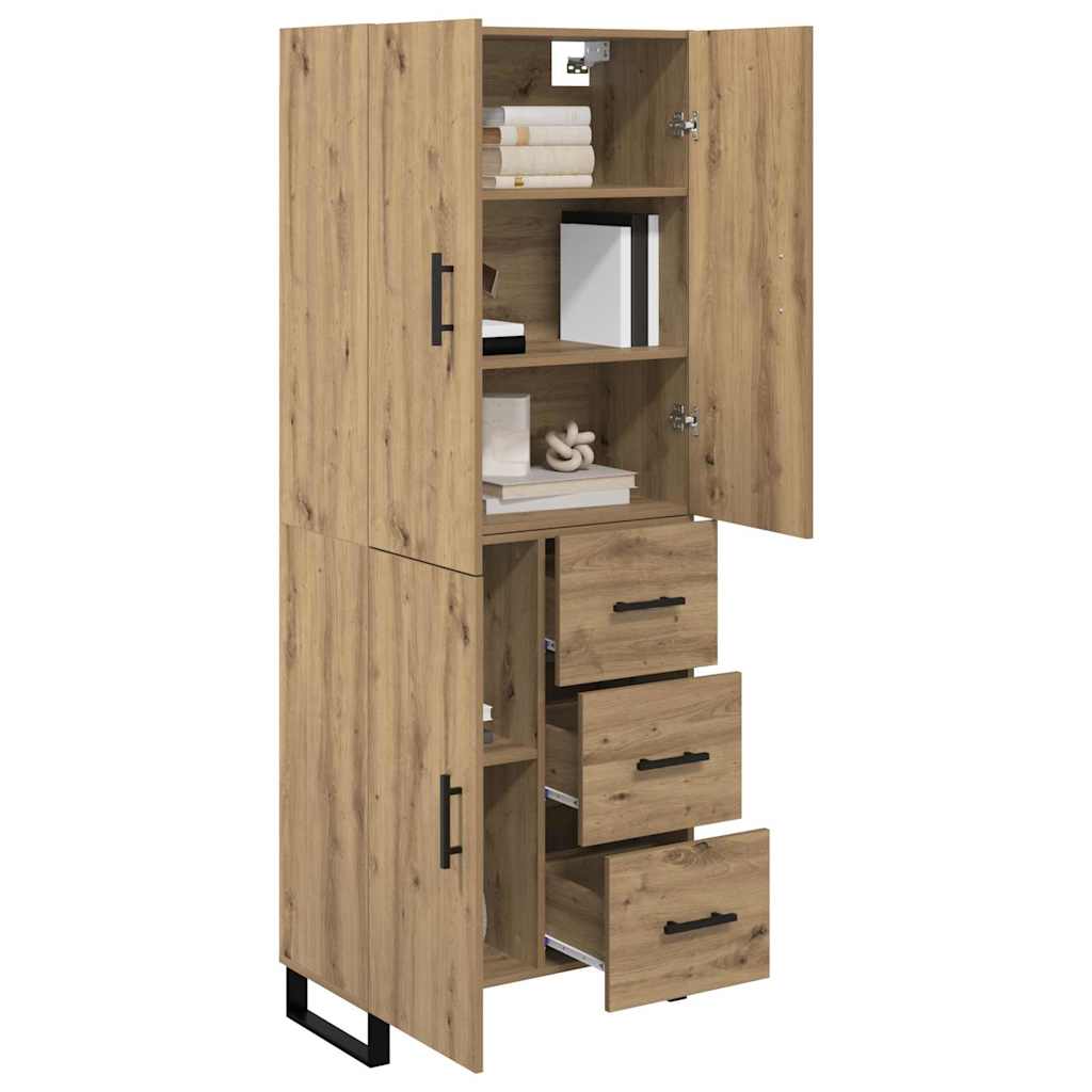 vidaXL Highboard με συρτάρι 2 pcs Artisan Oak Σύνθετο Ξύλο και Γυαλί
