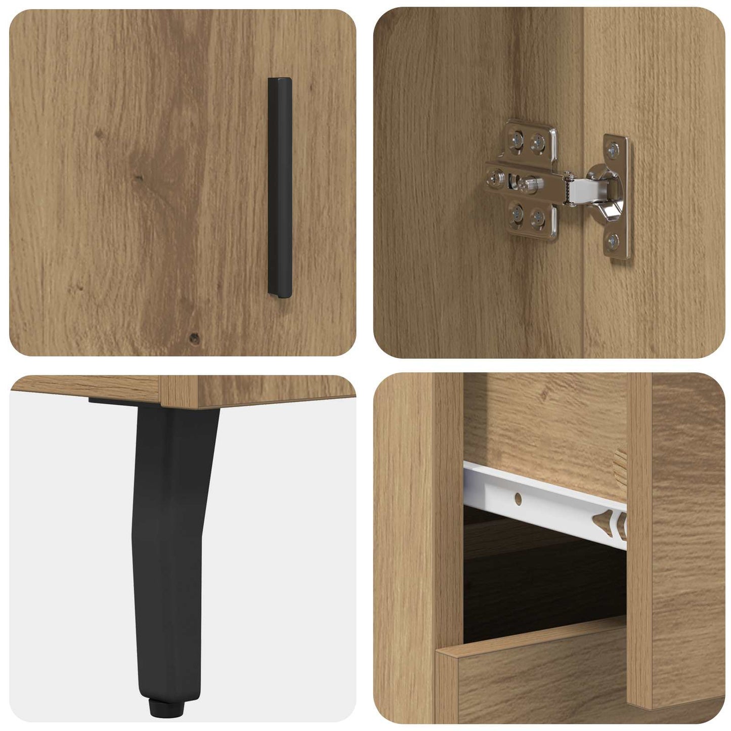 vidaXL Highboard με συρτάρι 2 pcs Artisan Oak Σύνθετο Ξύλο και Γυαλί