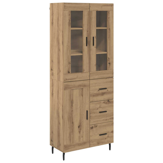 vidaXL Highboard με συρτάρι 2 pcs Artisan Oak Σύνθετο Ξύλο και Γυαλί