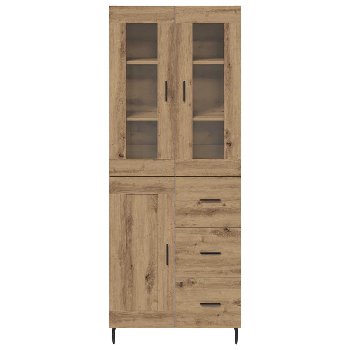 vidaXL Highboard με συρτάρι 2 pcs Artisan Oak Σύνθετο Ξύλο και Γυαλί