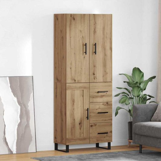 vidaXL Highboard με συρτάρι 2 pcs Artisan Oak Σύνθετο Ξύλο και Γυαλί