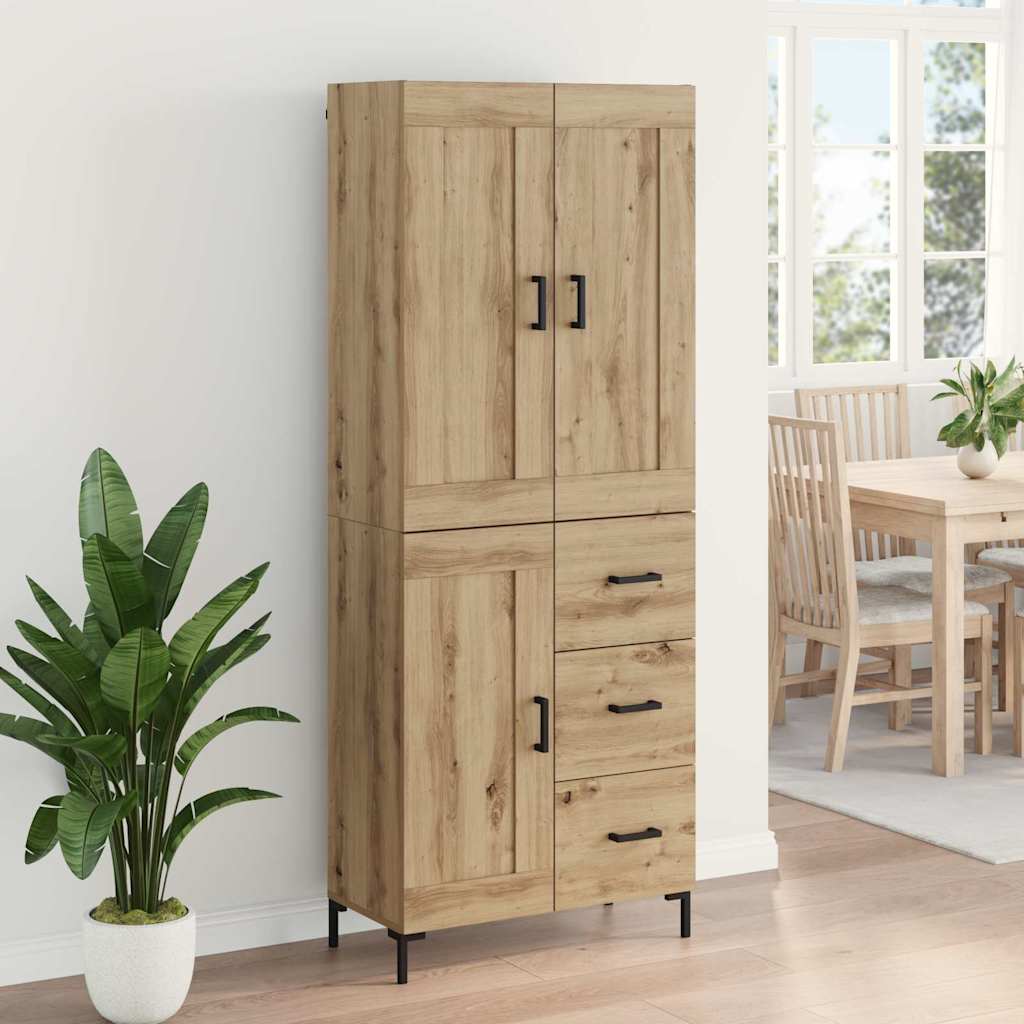 vidaXL Highboard με συρτάρι 2 pcs Artisan Oak Επεξεργασμένο ξύλο