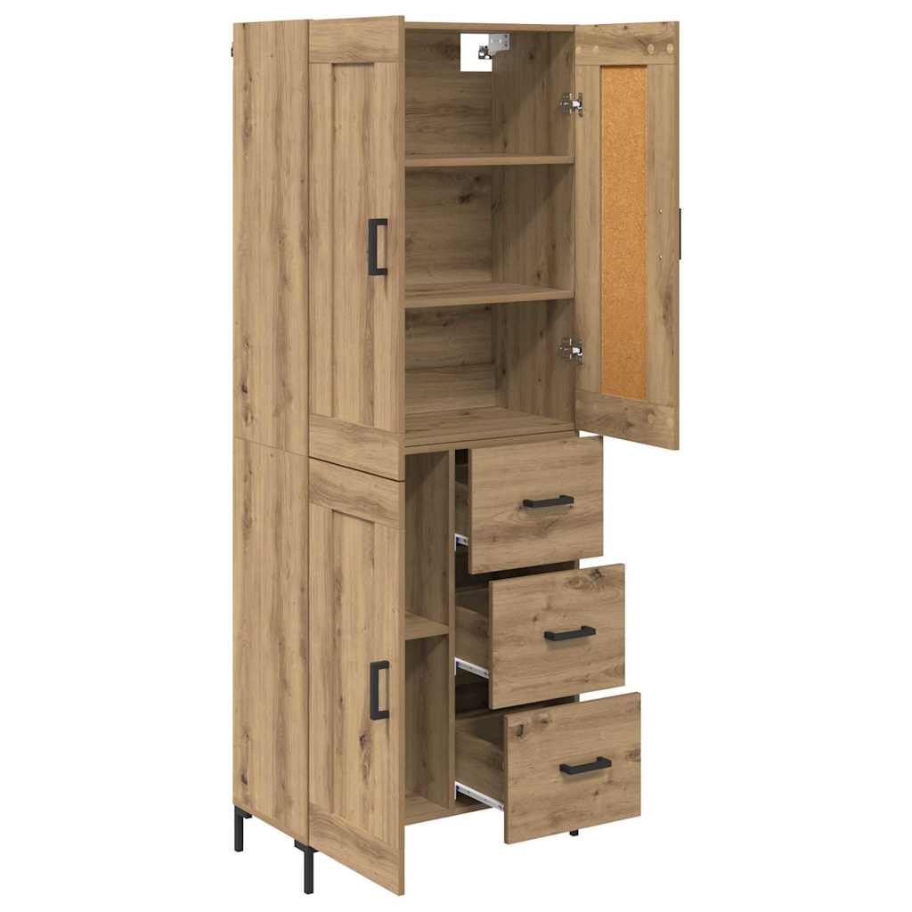 vidaXL Highboard με συρτάρι 2 pcs Artisan Oak Επεξεργασμένο ξύλο