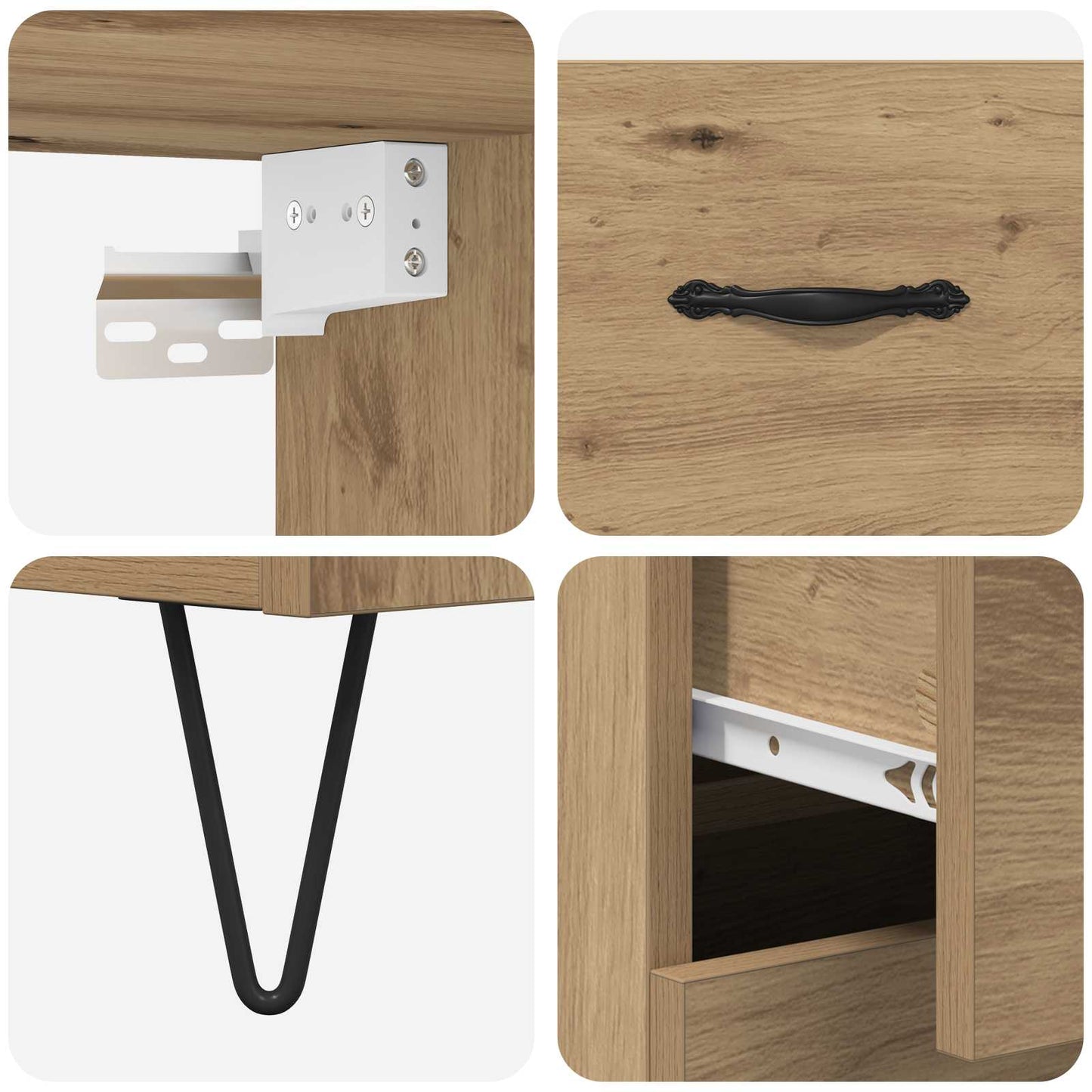 vidaXL Highboard με συρτάρι 2 pcs Artisan Oak Επεξεργασμένο ξύλο