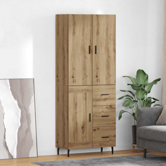 vidaXL Highboard με συρτάρι 2 pcs Artisan Oak Σύνθετο Ξύλο και Γυαλί