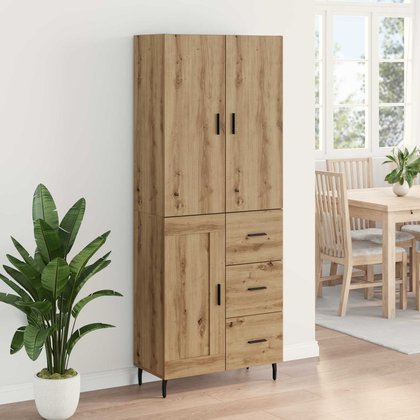 vidaXL Highboard με συρτάρι 2 pcs Artisan Oak Σύνθετο Ξύλο και Γυαλί