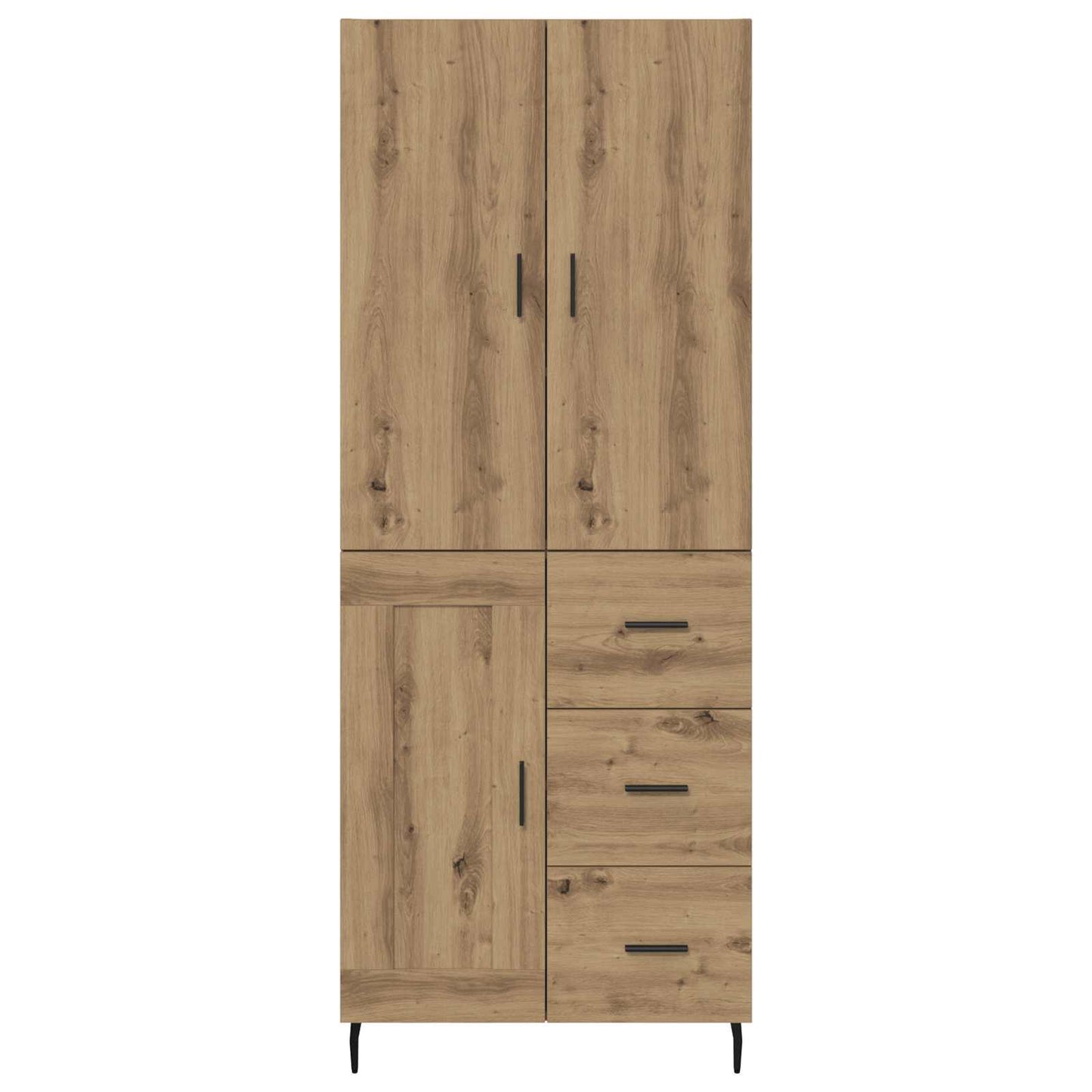 vidaXL Highboard με συρτάρι 2 pcs Artisan Oak Σύνθετο Ξύλο και Γυαλί