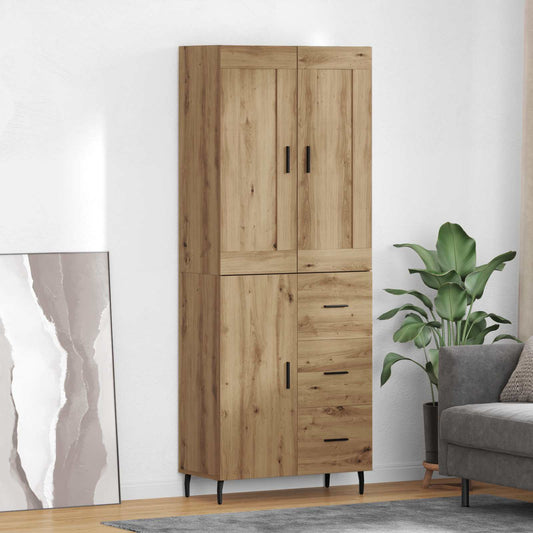 vidaXL Highboard με συρτάρι 2 pcs Artisan Oak Σύνθετο Ξύλο και Γυαλί