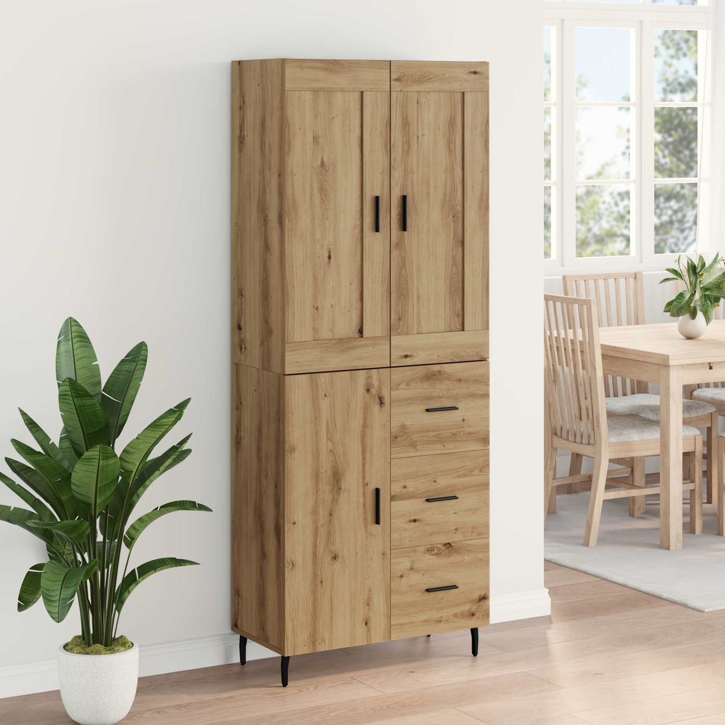 vidaXL Highboard με συρτάρι 2 pcs Artisan Oak Σύνθετο Ξύλο και Γυαλί
