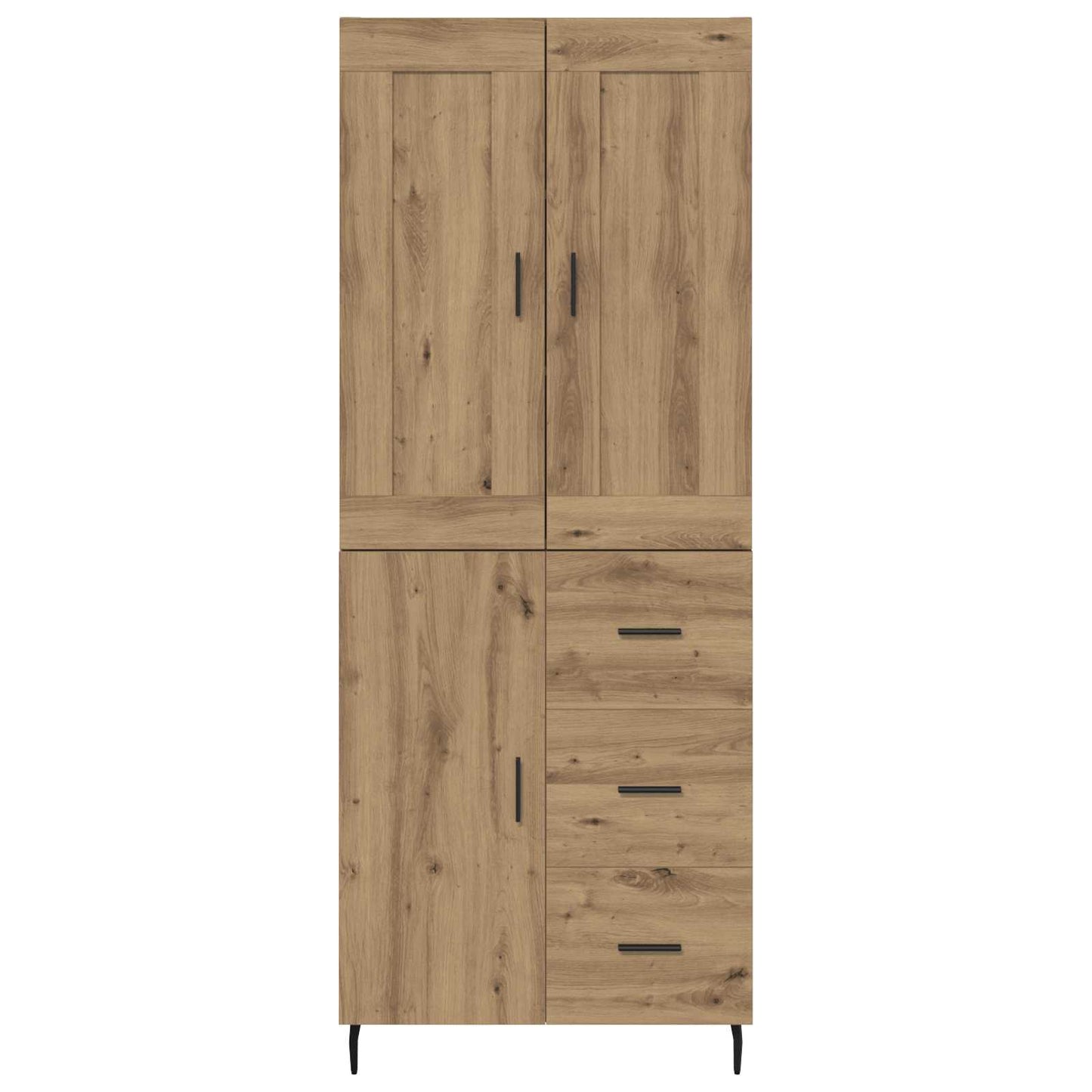 vidaXL Highboard με συρτάρι 2 pcs Artisan Oak Σύνθετο Ξύλο και Γυαλί