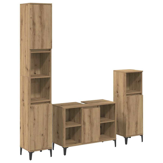 vidaXL Σετ Επίπλων Μπάνιου 3 pcs Artisan Oak Επεξεργασμένο ξύλο