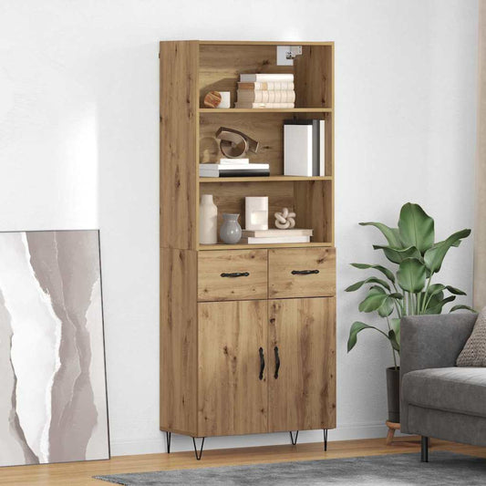 vidaXL Highboard με συρτάρι 2 pcs Artisan Oak Επεξεργασμένο ξύλο