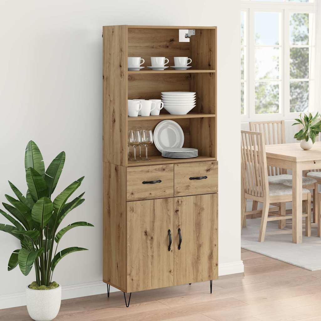 vidaXL Highboard με συρτάρι 2 pcs Artisan Oak Επεξεργασμένο ξύλο