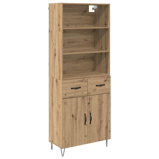 vidaXL Highboard με συρτάρι 2 pcs Artisan Oak Επεξεργασμένο ξύλο